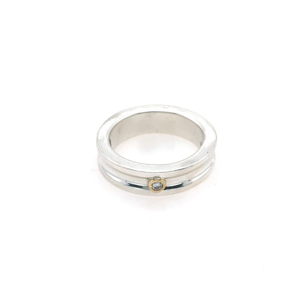 Movado Sterling Silver Diamond 0.03 CTW Band Ring